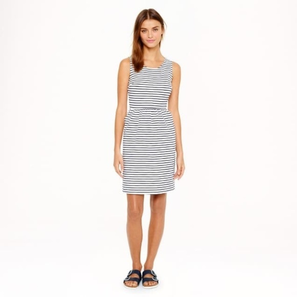 J. Crew Silk Striped Blue and White Dress - Picture 2 of 6